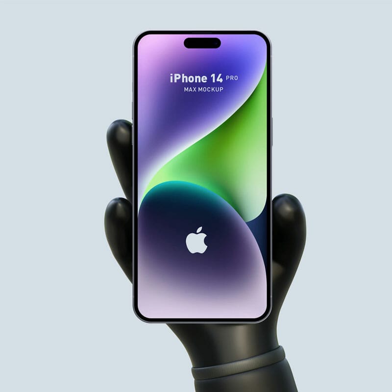 Free 3D Hand iPhone 14 Pro Max Mockup PSD