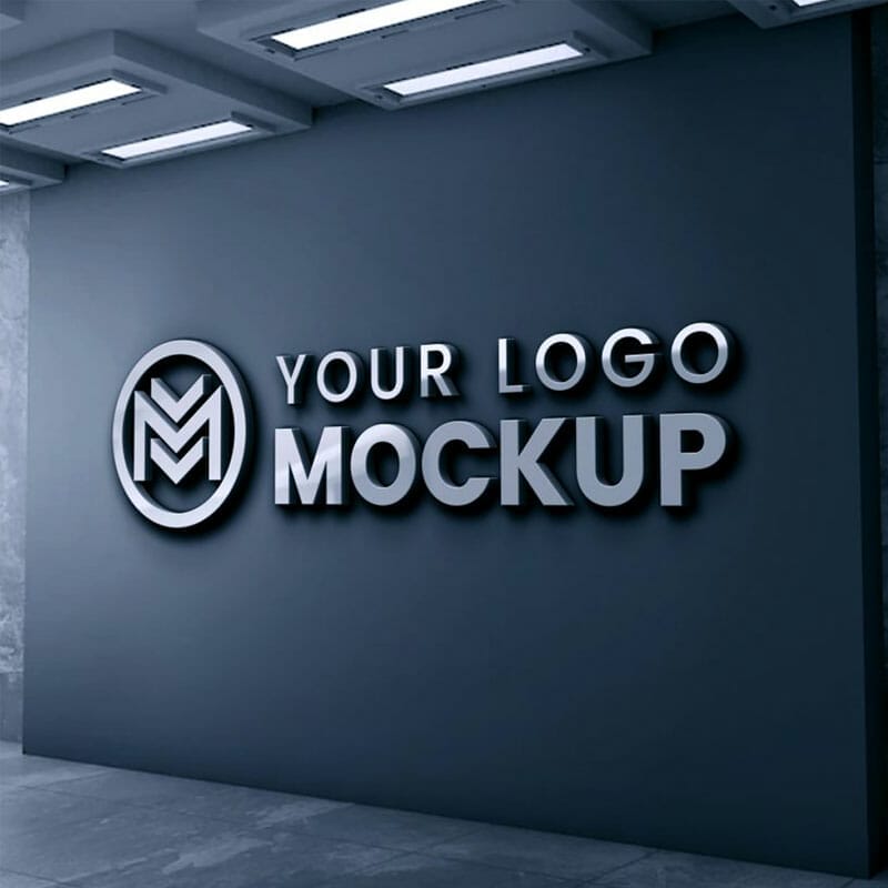 Free 3D Office Wall Logo Mockup With Dark Gray Wall PSD » CSS Author