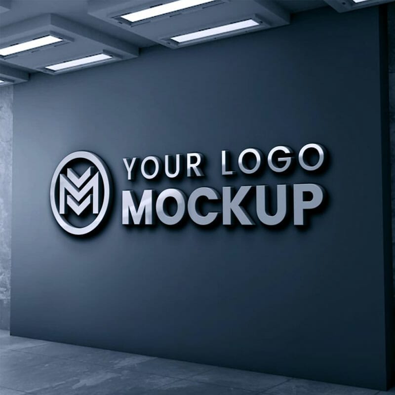 Free 3d Office Wall Logo Mockup With Dark Gray Wall Psd » Css Author