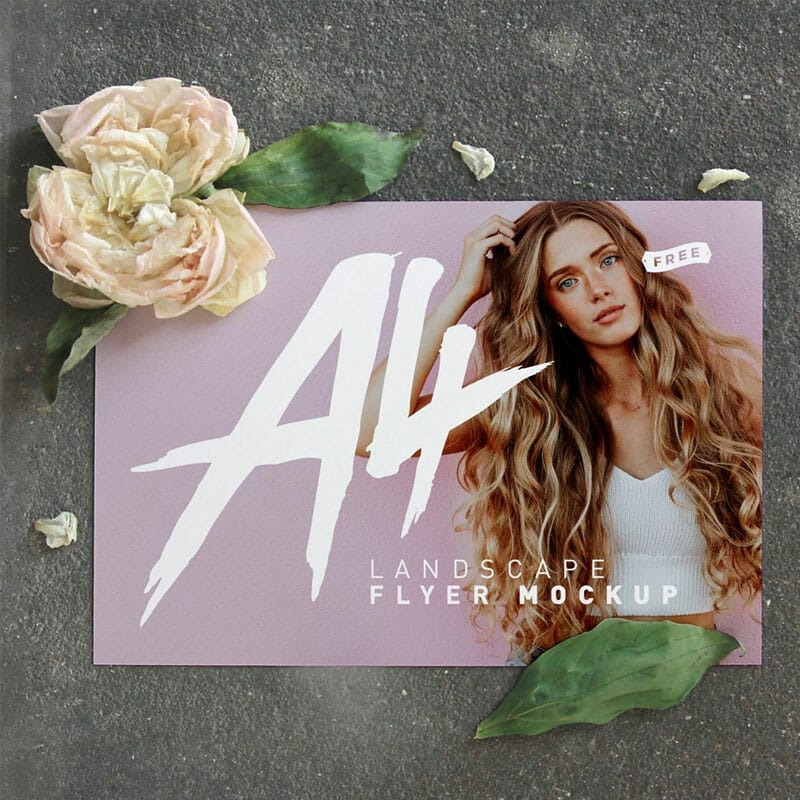 Free A4 Landscape Flyer Mockup PSD