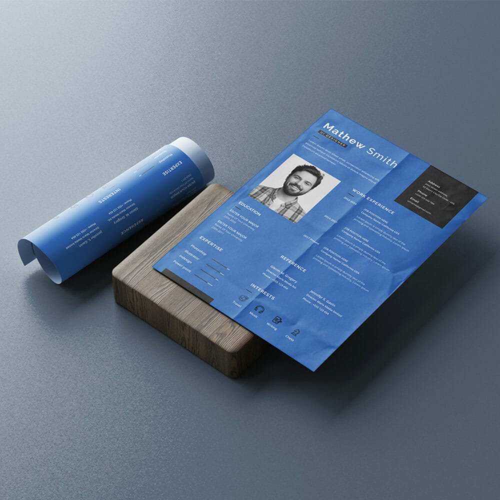 Free A4 Resume Mockup PSD