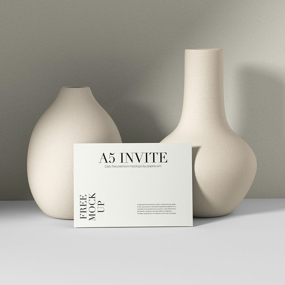 Free A5 Invite Card Mockup PSD