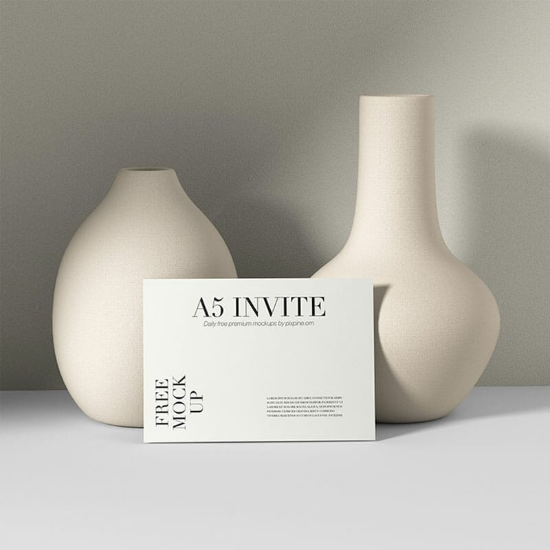 Free A5 Invite Card Mockup PSD