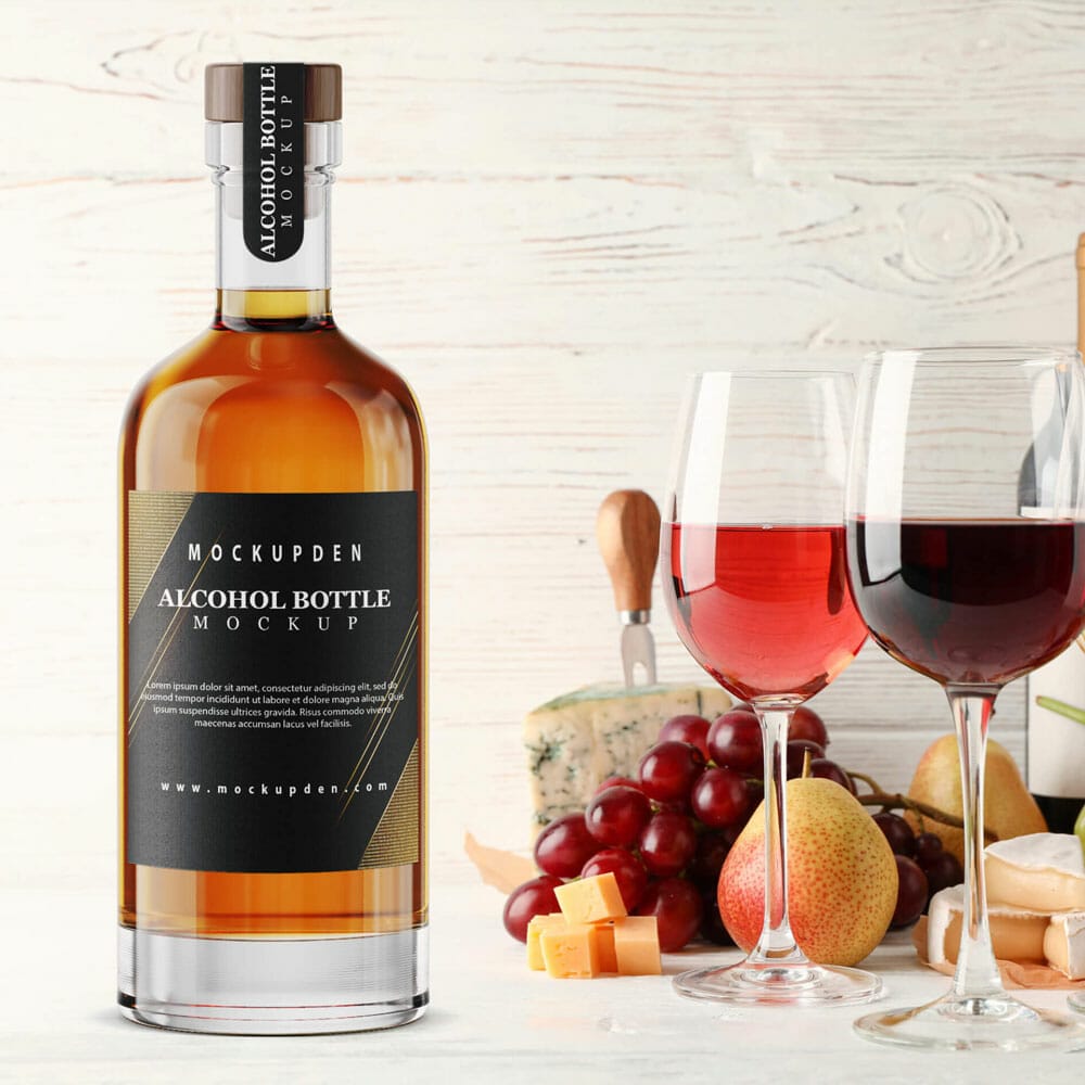 Free Alcohol Bottle Mockup PSD Template