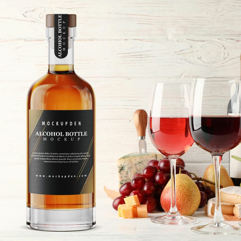 Free Alcohol Bottle Mockup PSD Template