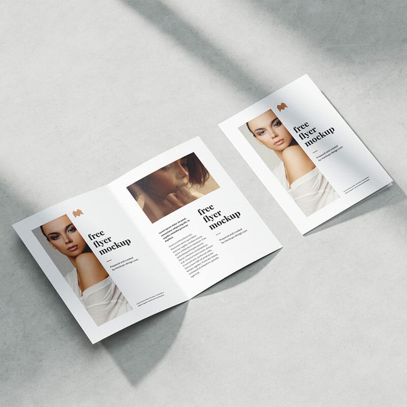 Free Bifold A5 Flyer With Shadows Mockup PSD » CSS Author