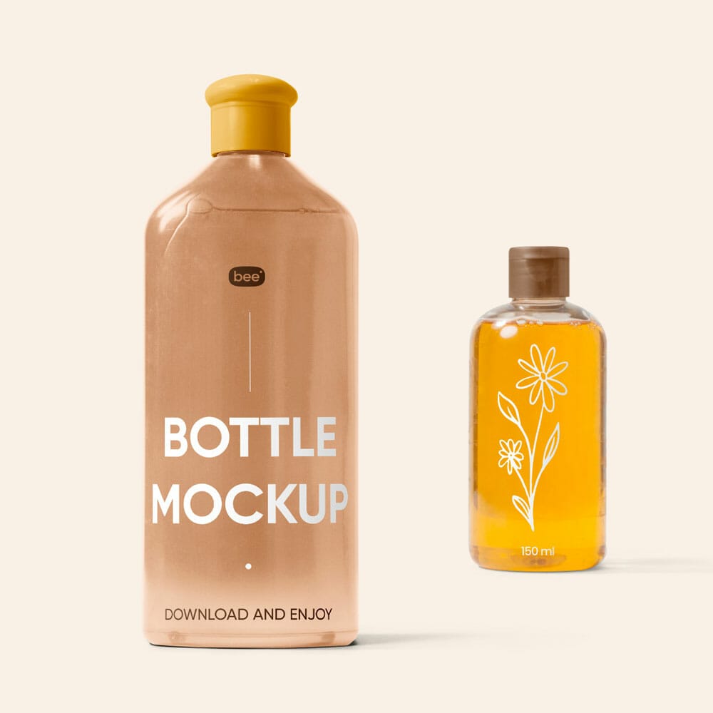 Free Big And Small Shampoo Bottle Mockup PSD