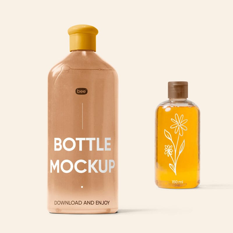 Free Big And Small Shampoo Bottle Mockup PSD