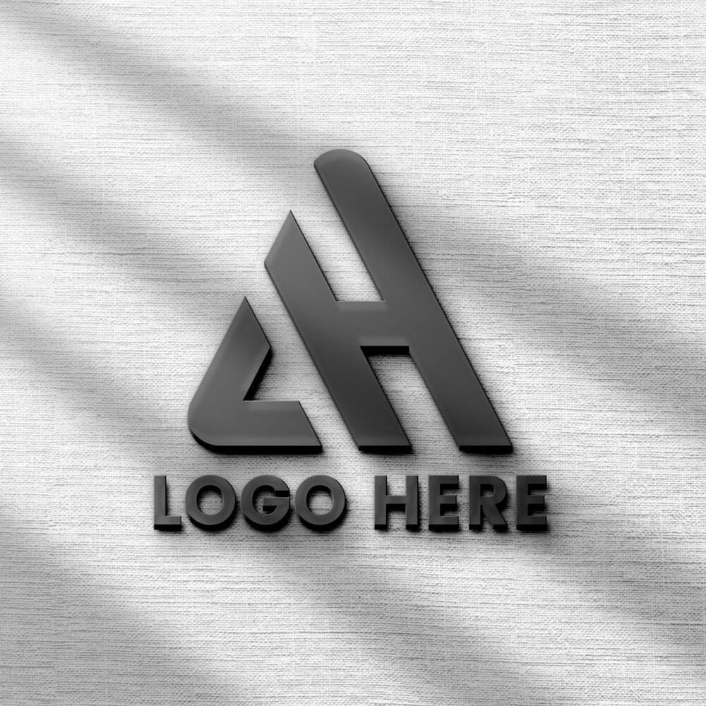 Free Black 3D Logo Mockup On Gray Wall PSD