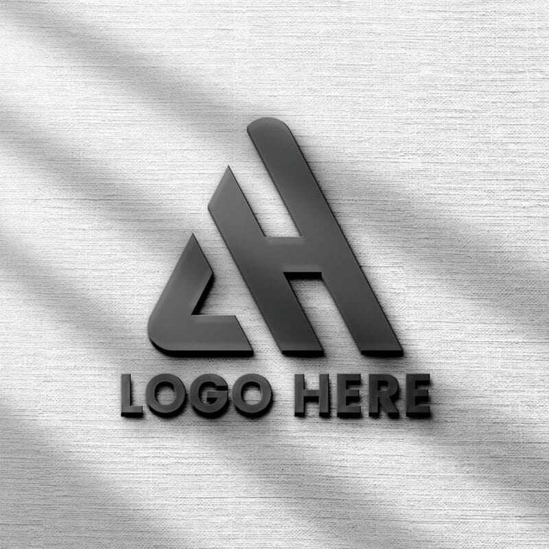 Free Black 3D Logo Mockup On Gray Wall PSD