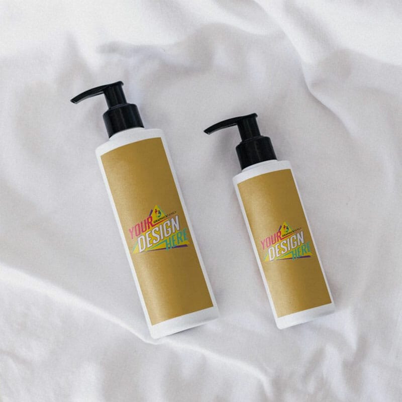 Free Body And Hair Wash Bottles Designs Mockup PSD