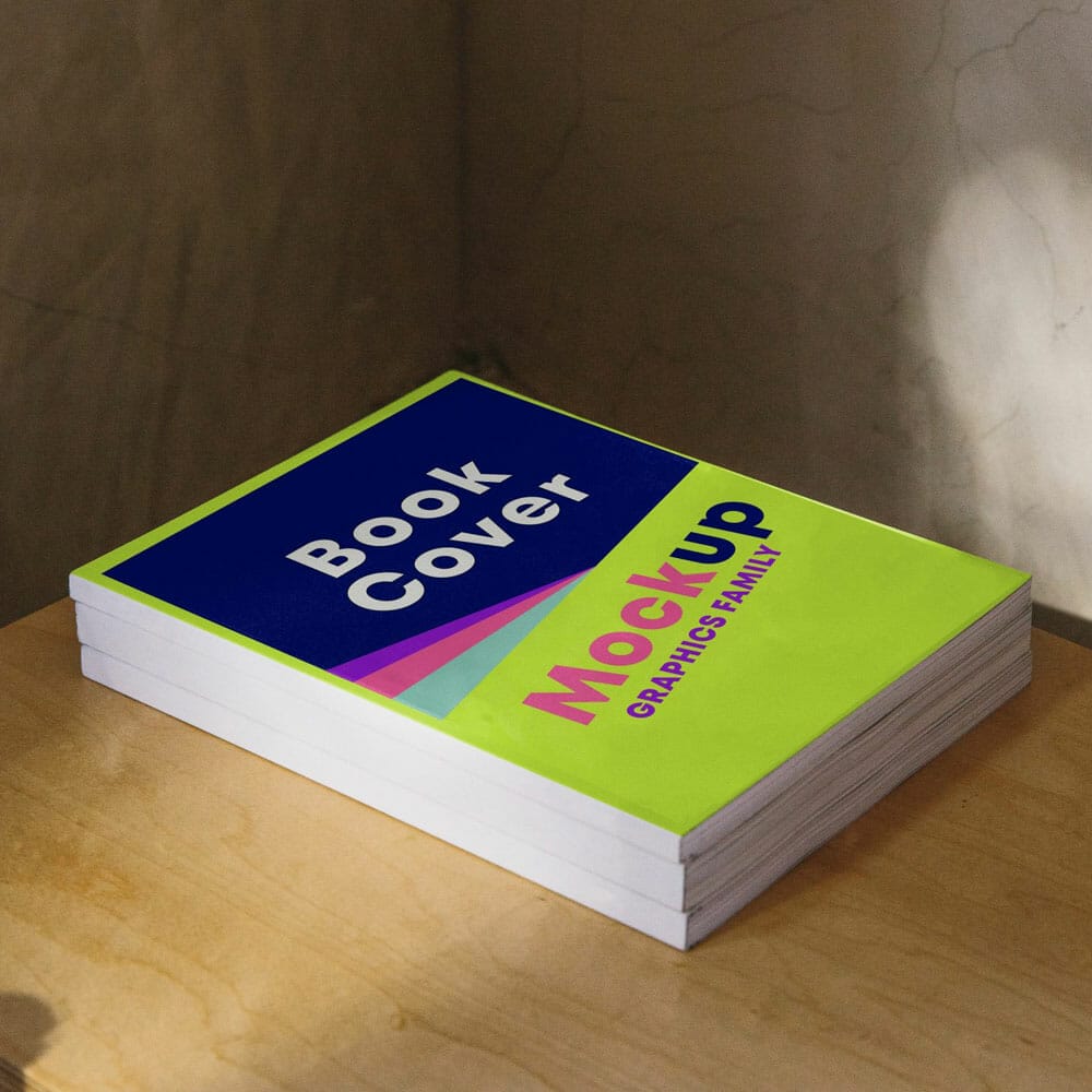 Free Book Cover Stack Mockup PSD