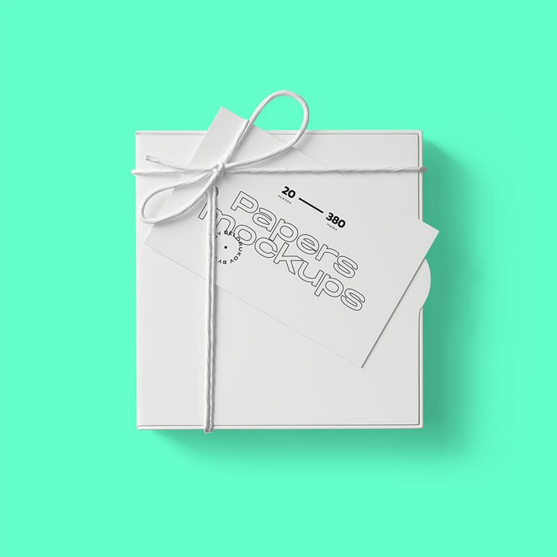 Free Box With Rope Mockup Top View PSD