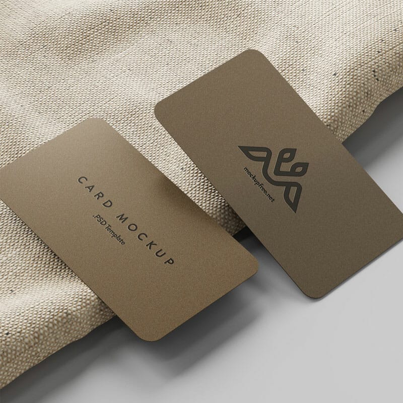 Free Business Card Mockups On A Burlap Sack PSD