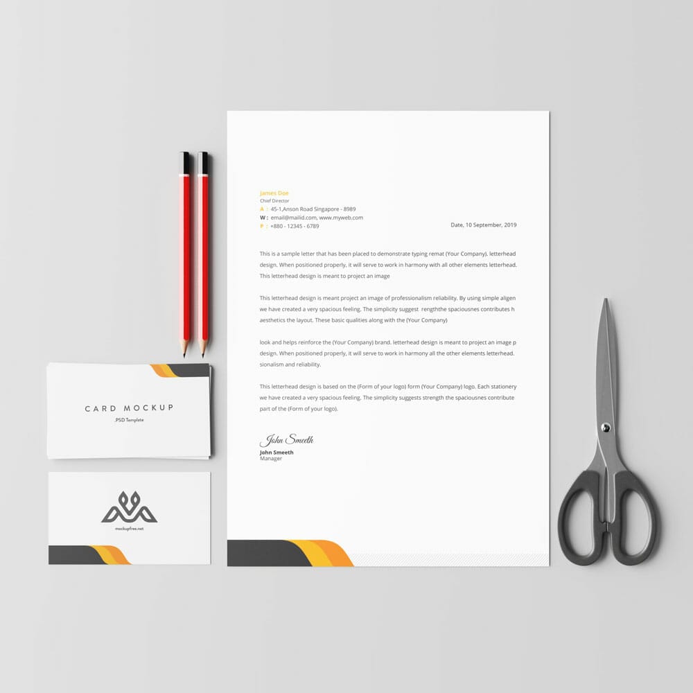 Free Business Cards With A4 Paper Mockup PSD