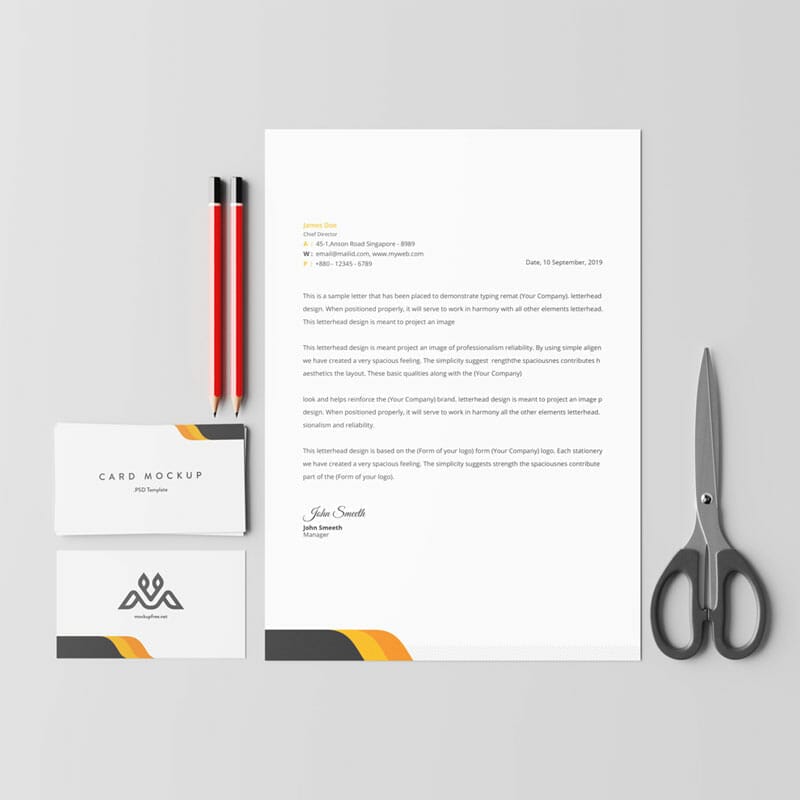 Free Business Cards With A4 Paper Mockup PSD