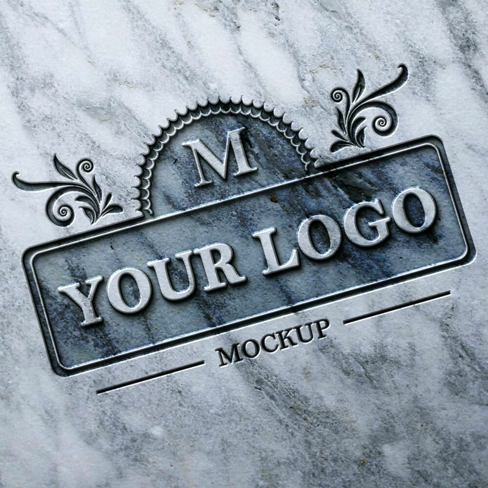 Free Carved Marble Stone Logo Mockup PSD