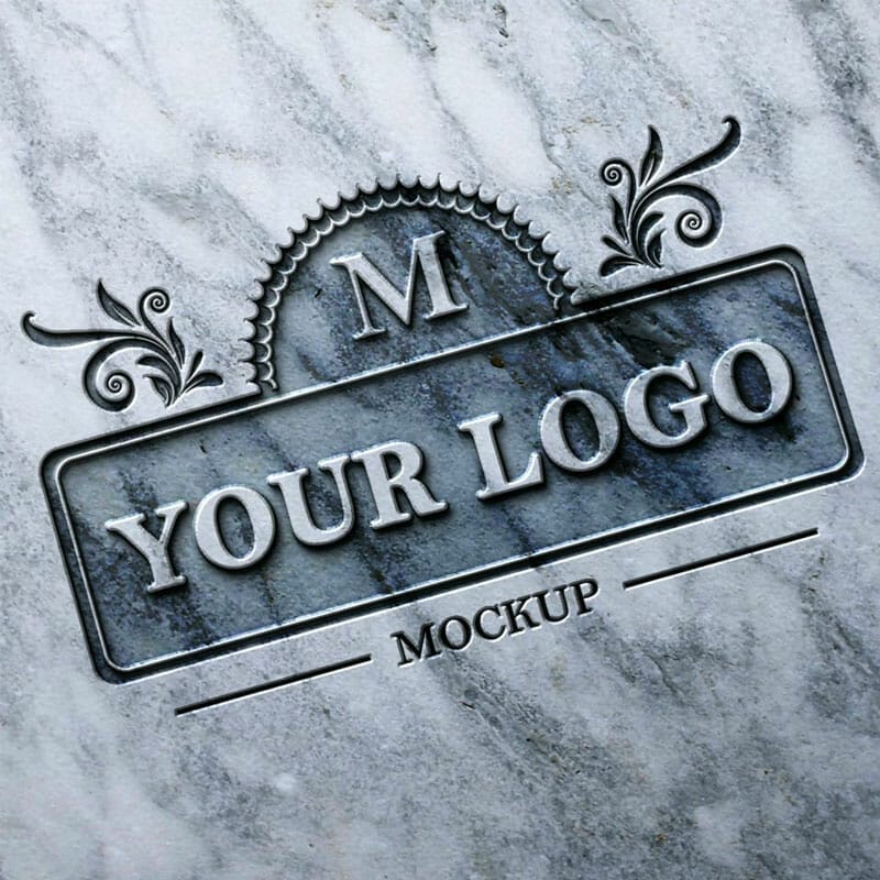 Free Carved Marble Stone Logo Mockup PSD