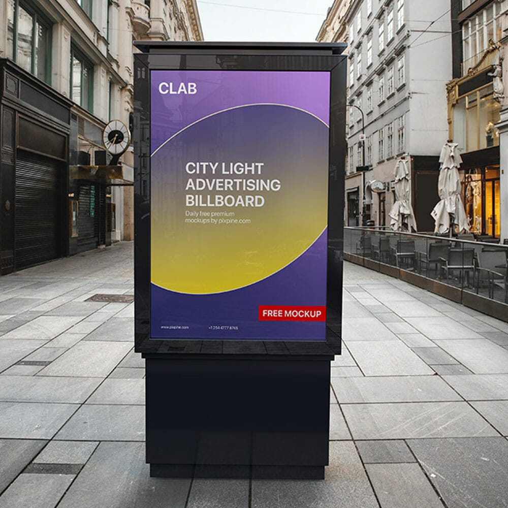 Free City Light Advertising Billboard Mockup PSD