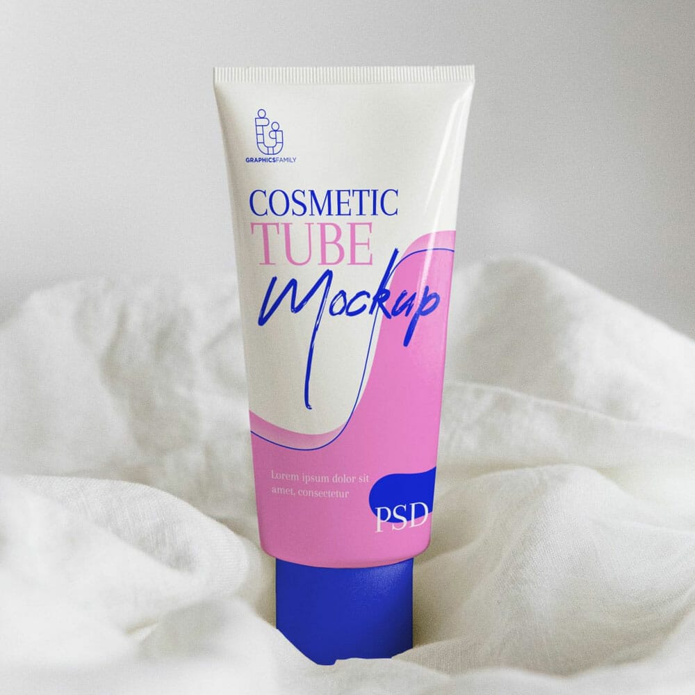 Free Cosmetics Tube Design Mockup PSD