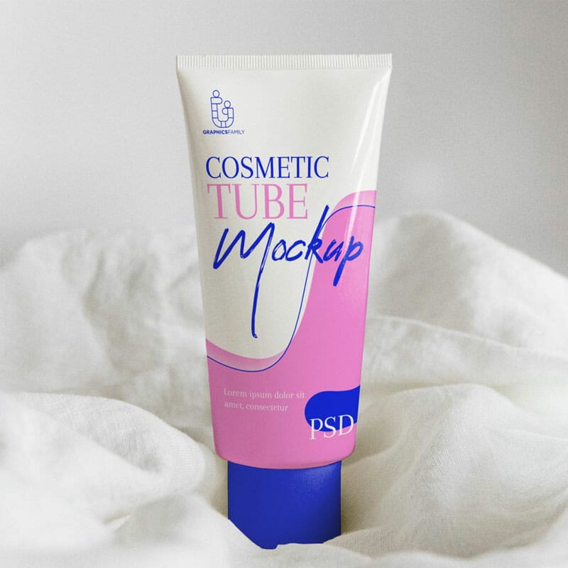 Free Cosmetics Tube Design Mockup PSD