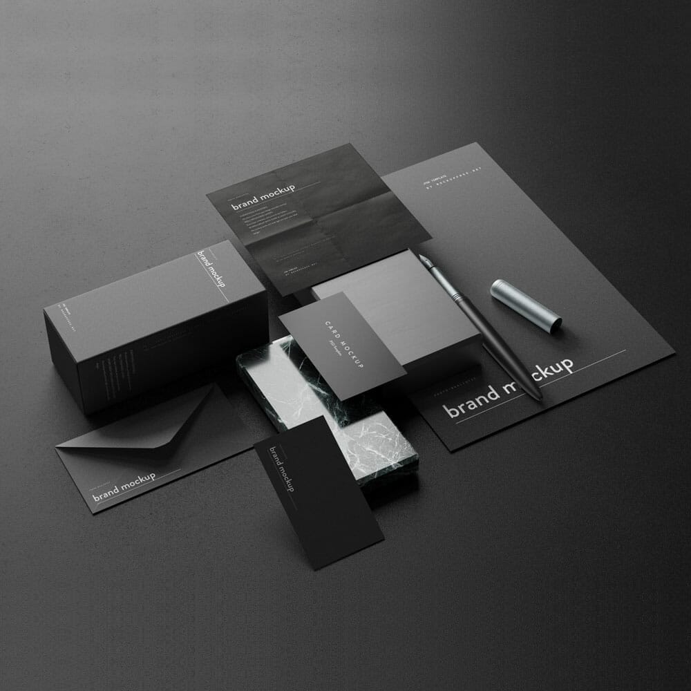 Free Dark Branding Mockup PSD