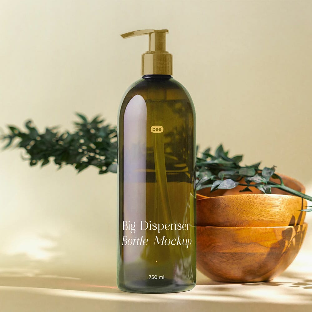 Free Dispenser Bottle Front View Mockup PSD