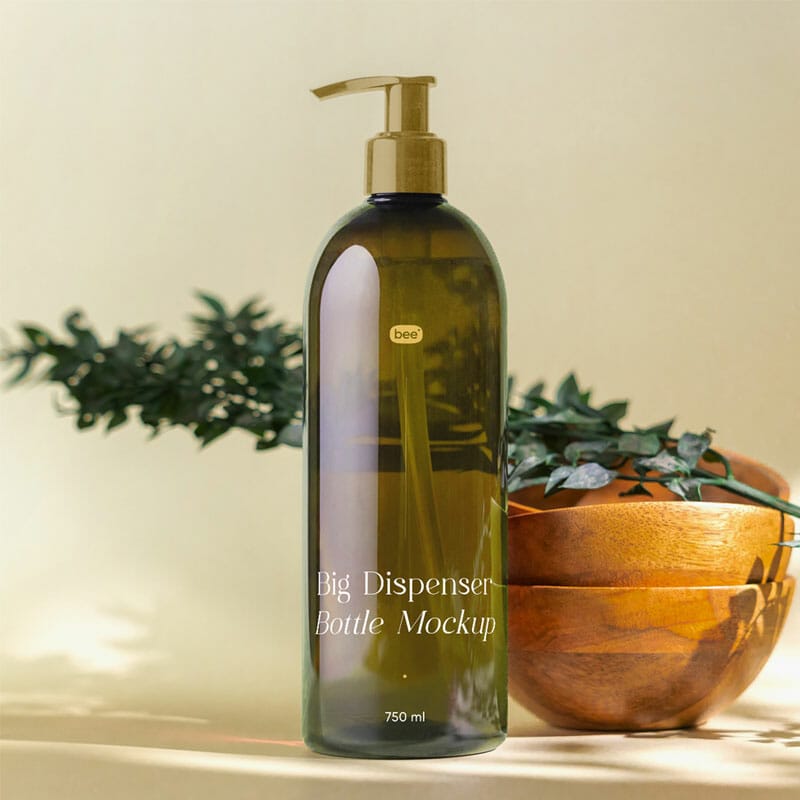 Free Dispenser Bottle Front View Mockup PSD