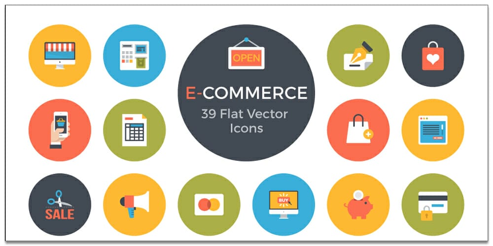 Free E-Commerce Flat Vector Icons