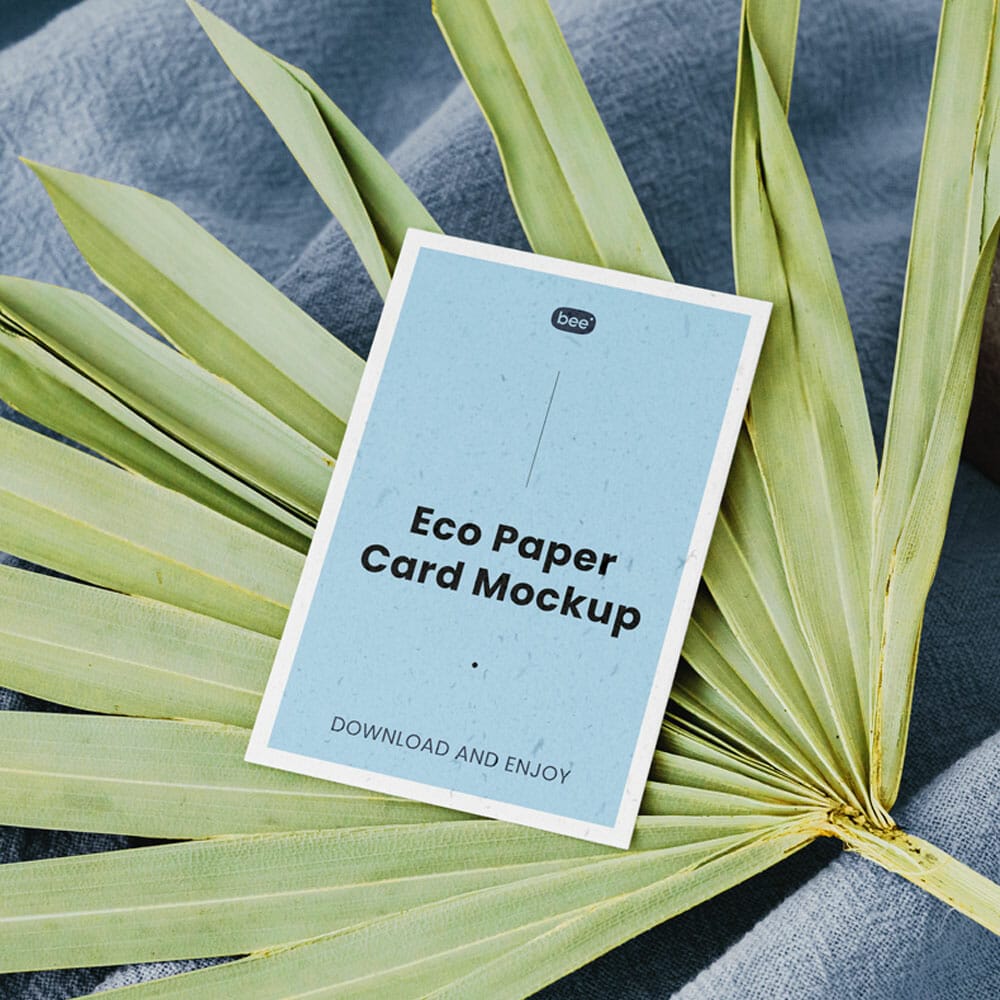 Free Eco Card On Leaf Mockup PSD
