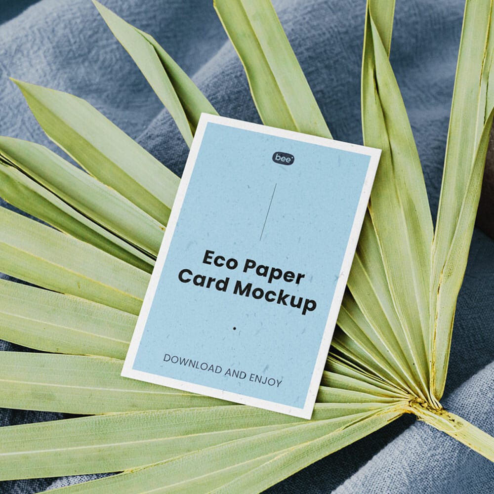 Free Eco Card On Leaf Mockup PSD