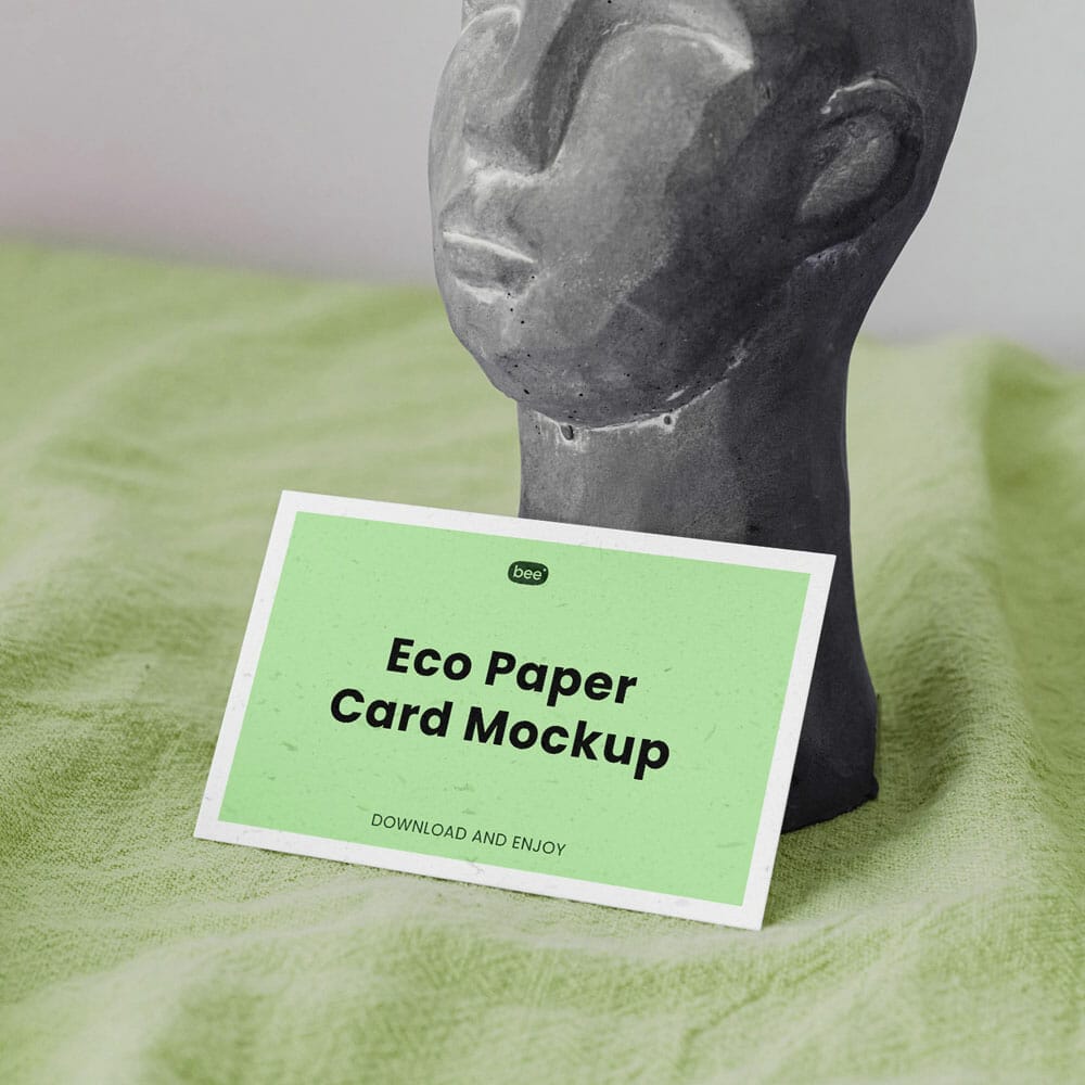 Free Eco Card With Statue Mockup PSD