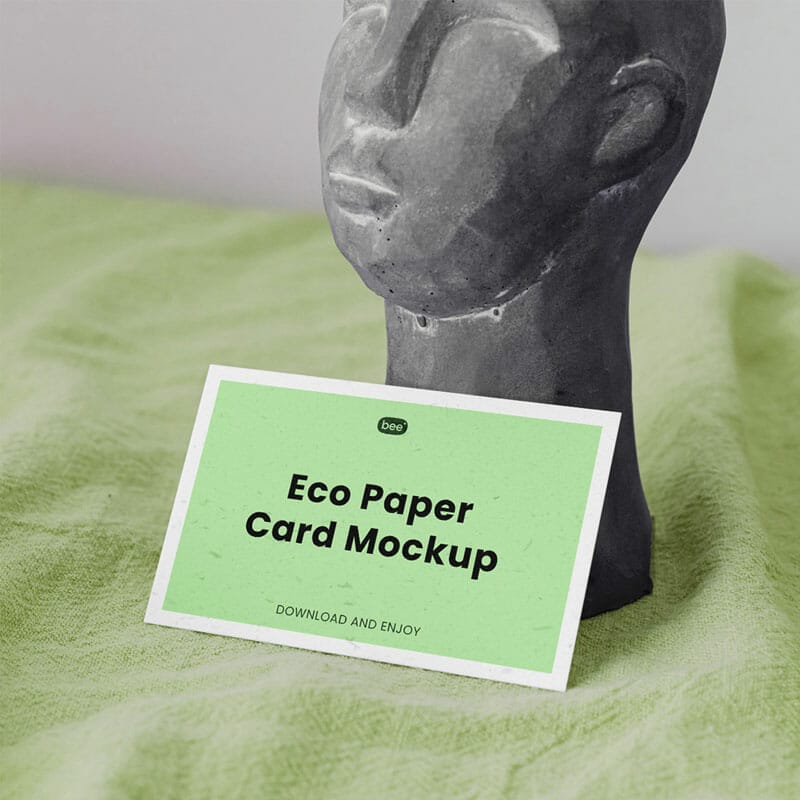 Free Eco Card With Statue Mockup PSD