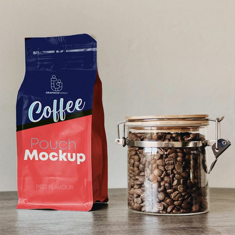 Free Eco Friendly Coffee Pouch Design Mockup PSD