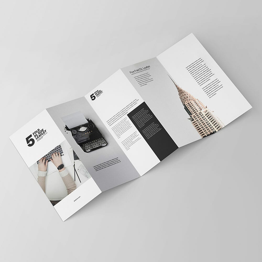 Free Five Fold DL Leaflet Mockup PSD