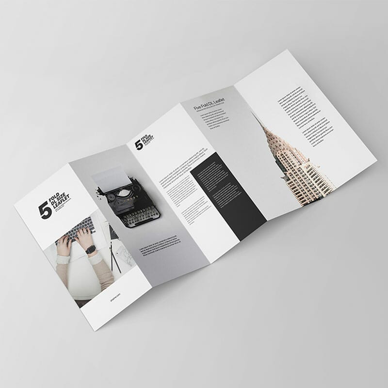 Free Five Fold DL Leaflet Mockup PSD