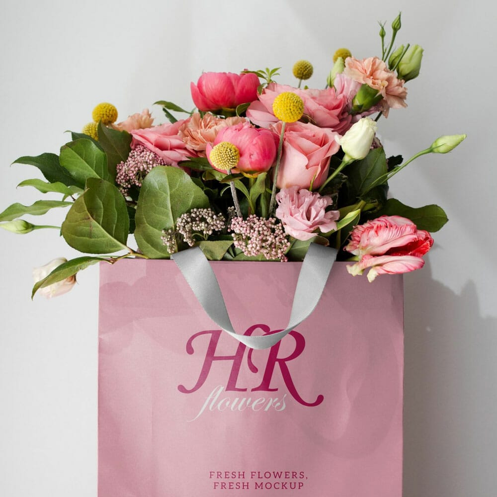 Free Flower Handbag Design Mockup PSD