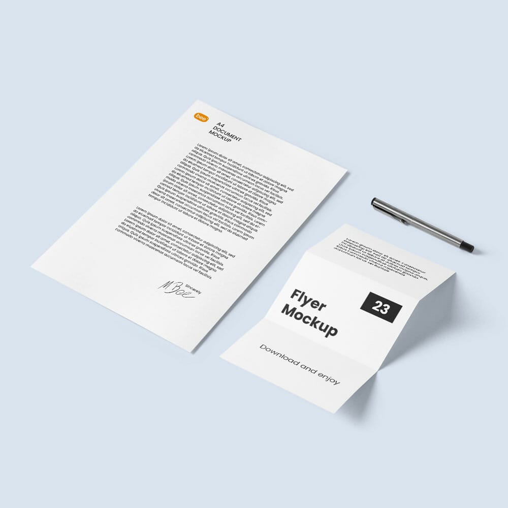 Free Flyer And Letterhead Mockup PSD