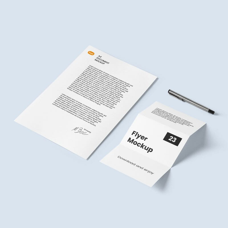 Free Flyer And Letterhead Mockup PSD
