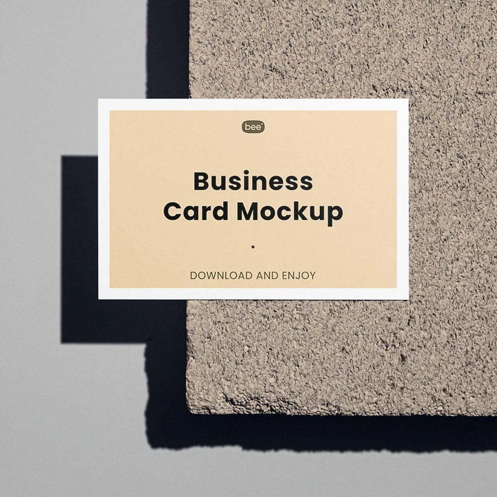 Free Front Business Card On Brick Mockup PSD