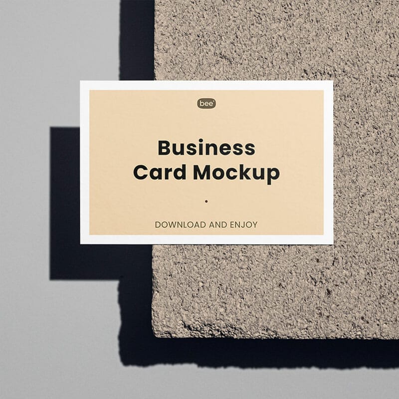 Free Front Business Card On Brick Mockup PSD