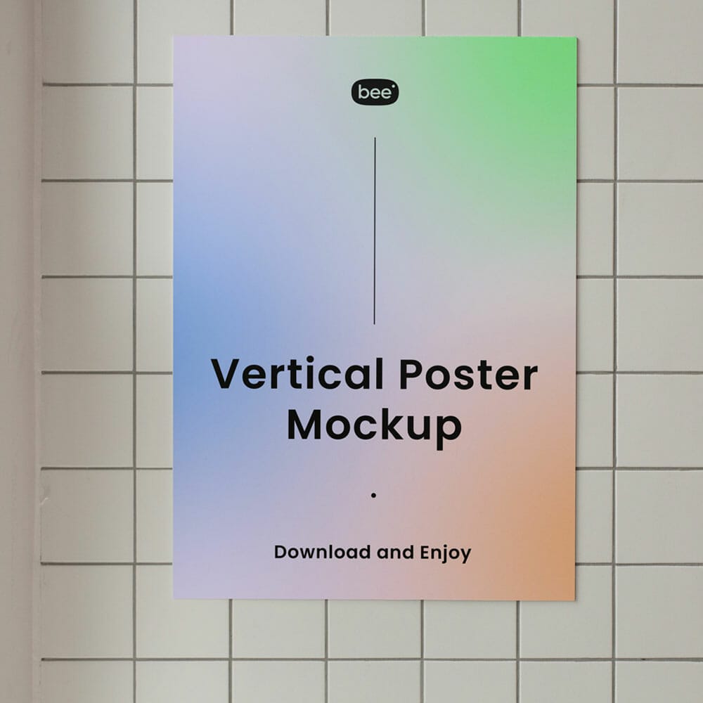 Free Front Poster On Wall Mockup PSD