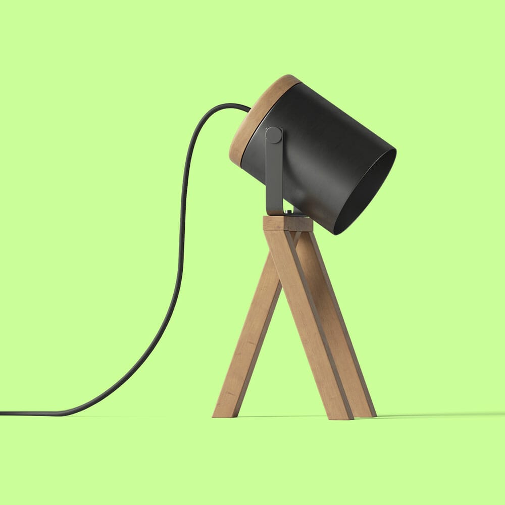 Free Front View Table Lamp Mockup PSD