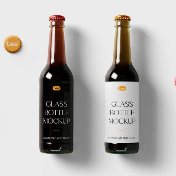 Free Glass Bottle With Cap Mockups PSD
