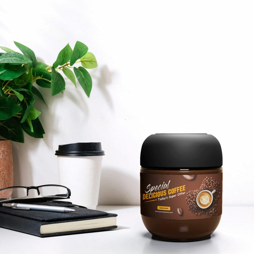 Free Glass Coffee Jar Mockup PSD Template