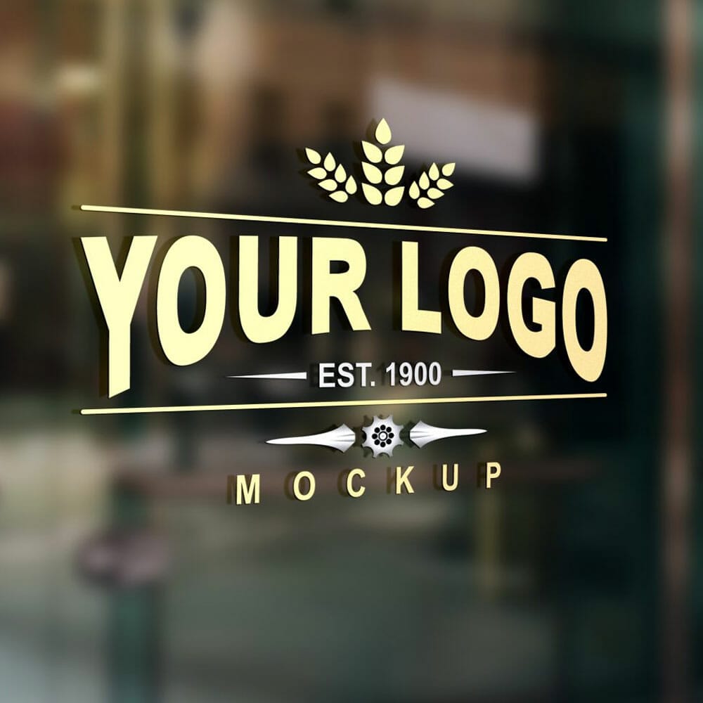 Free Glass Door Signage Logo Mockup PSD