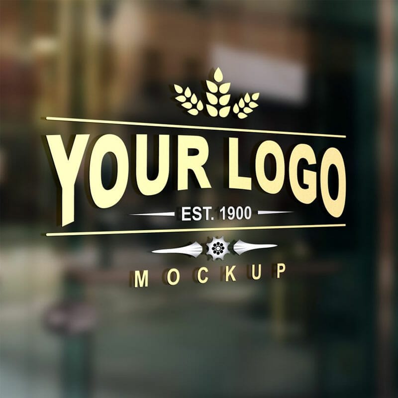 Free Glass Door Signage Logo Mockup PSD