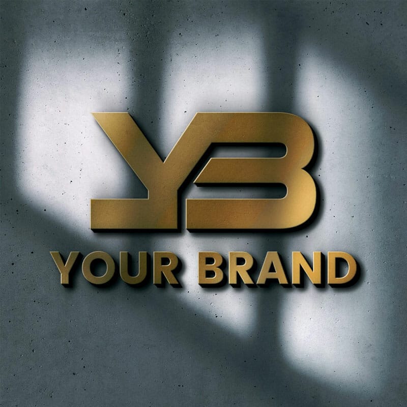 Free Golden 3D Logo Mockup On Black Wall PSD