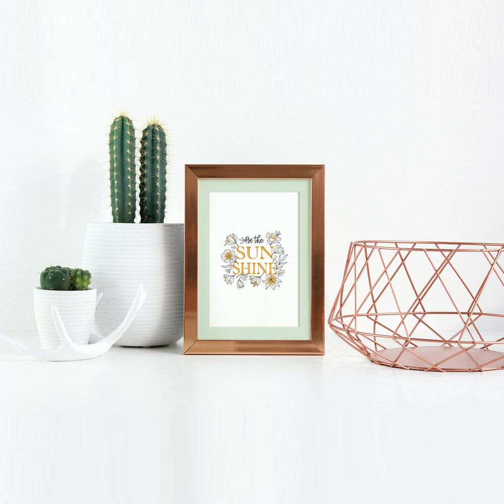 Free Golden Photo Frame Mockup PSD