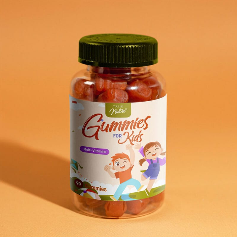 Free Gummies Vitamin Bottle Label Mockup PSD